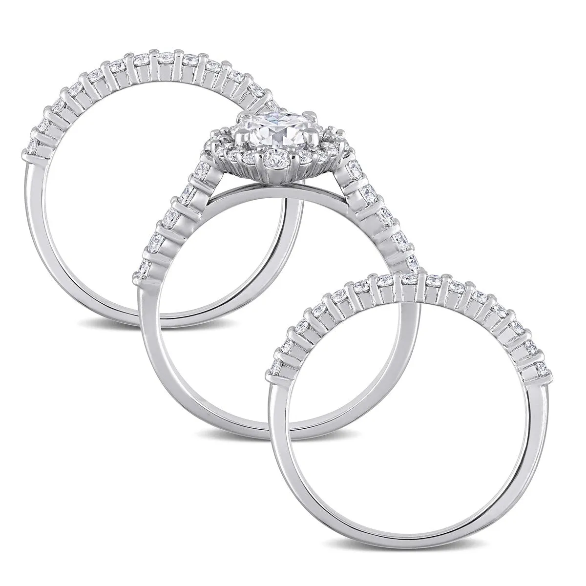 Miadora 2ct DEW Moissanite Halo Bridal Ring Set in Sterling Silver sold by Zulily product image thumbnail 5