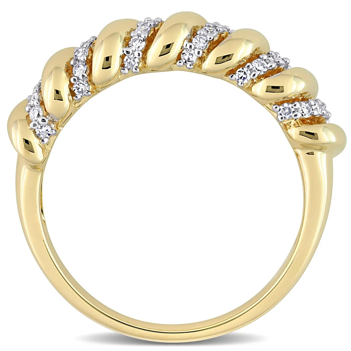 Miadora 1/5ct TDW Diamond Swirl Anniversary Band in 14k Yellow Gold sold by Zulily product image thumbnail 4