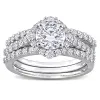 Miadora 2ct DEW Moissanite Halo Bridal Ring Set in Sterling Silver sold by Zulily