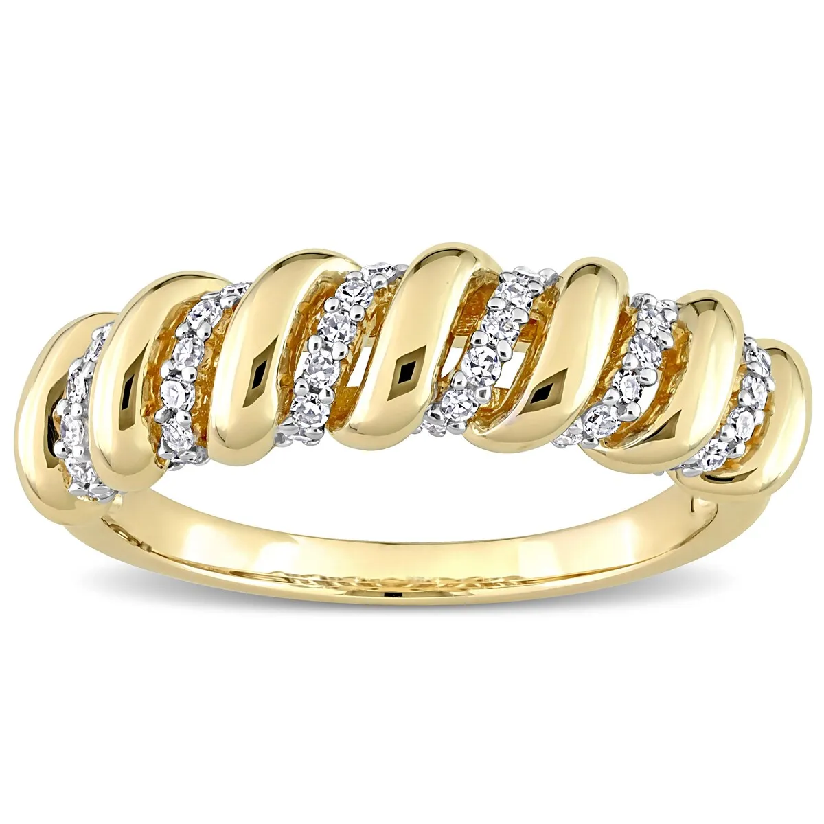 Miadora 1/5ct TDW Diamond Swirl Anniversary Band in 14k Yellow Gold sold by Zulily product image thumbnail 2