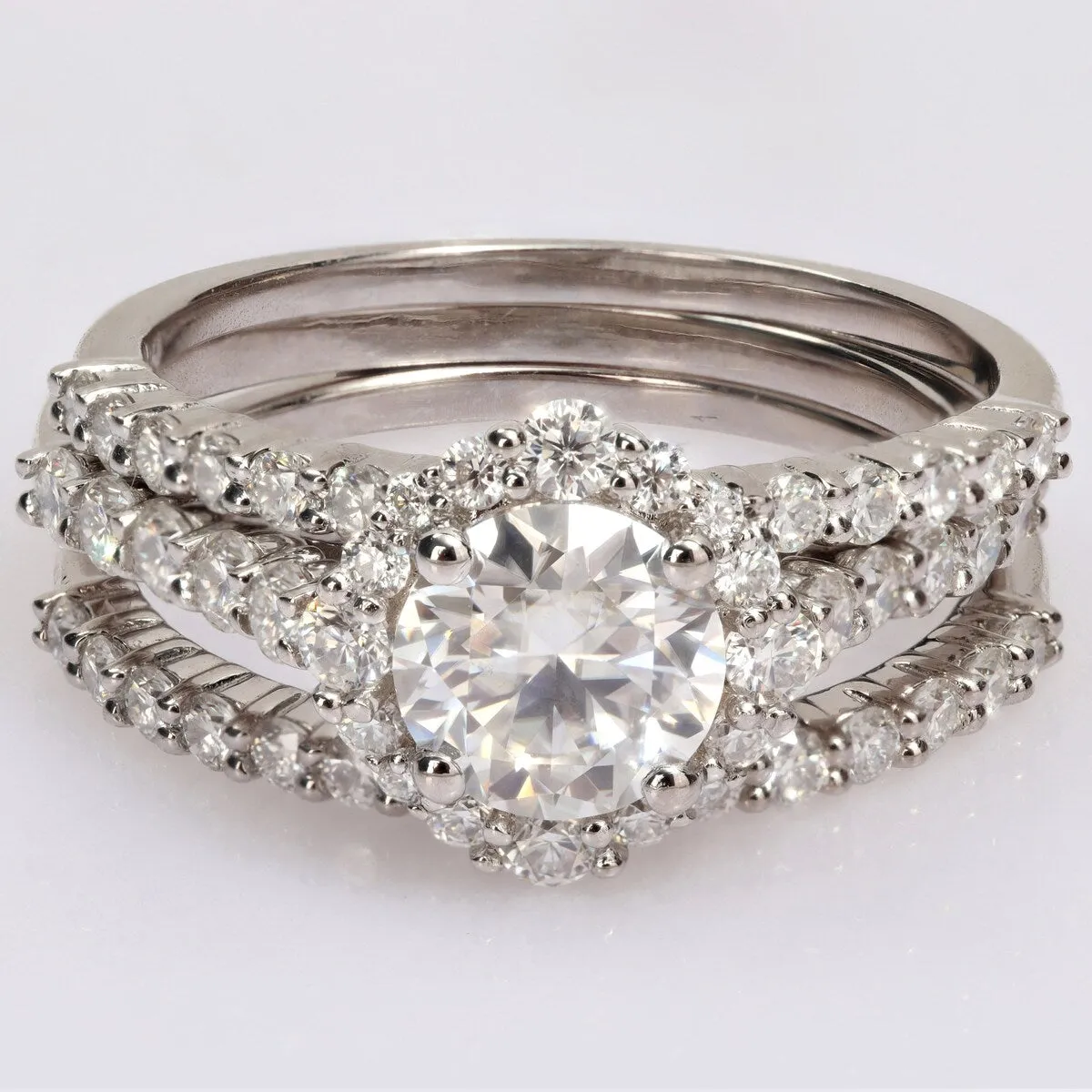 Miadora 2ct DEW Moissanite Halo Bridal Ring Set in Sterling Silver sold by Zulily product image thumbnail 2