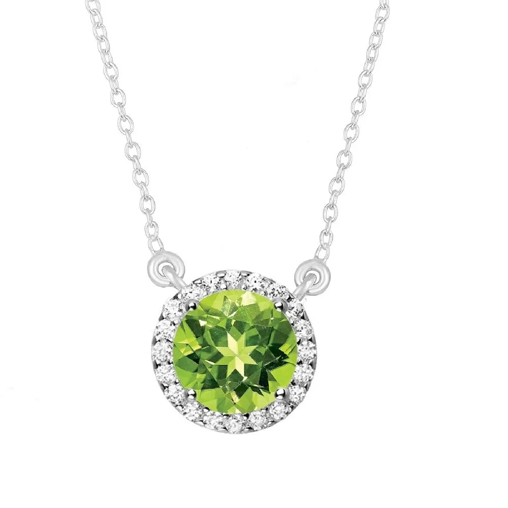 Sterling Silver Halo Necklace with Natural Choice of Gemstone and White Topaz- 18" Chain sold by Zulily product image thumbnail 2