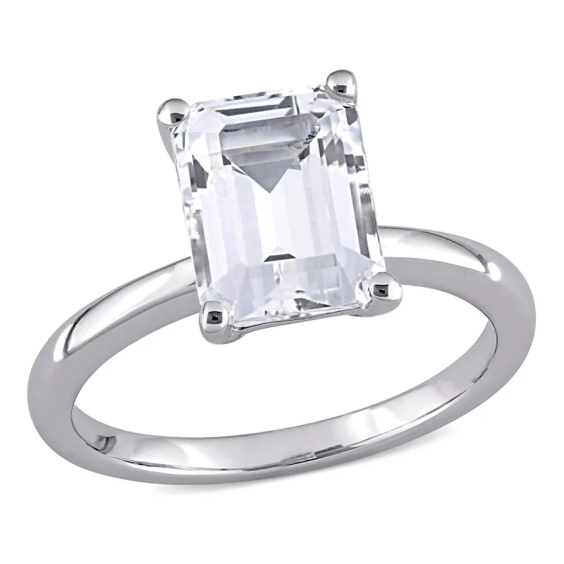 Miadora 3 3/4ct TGW Emerald-Cut Created White Sapphire Square Solitaire Ring in 10k White Gold sold by Zulily