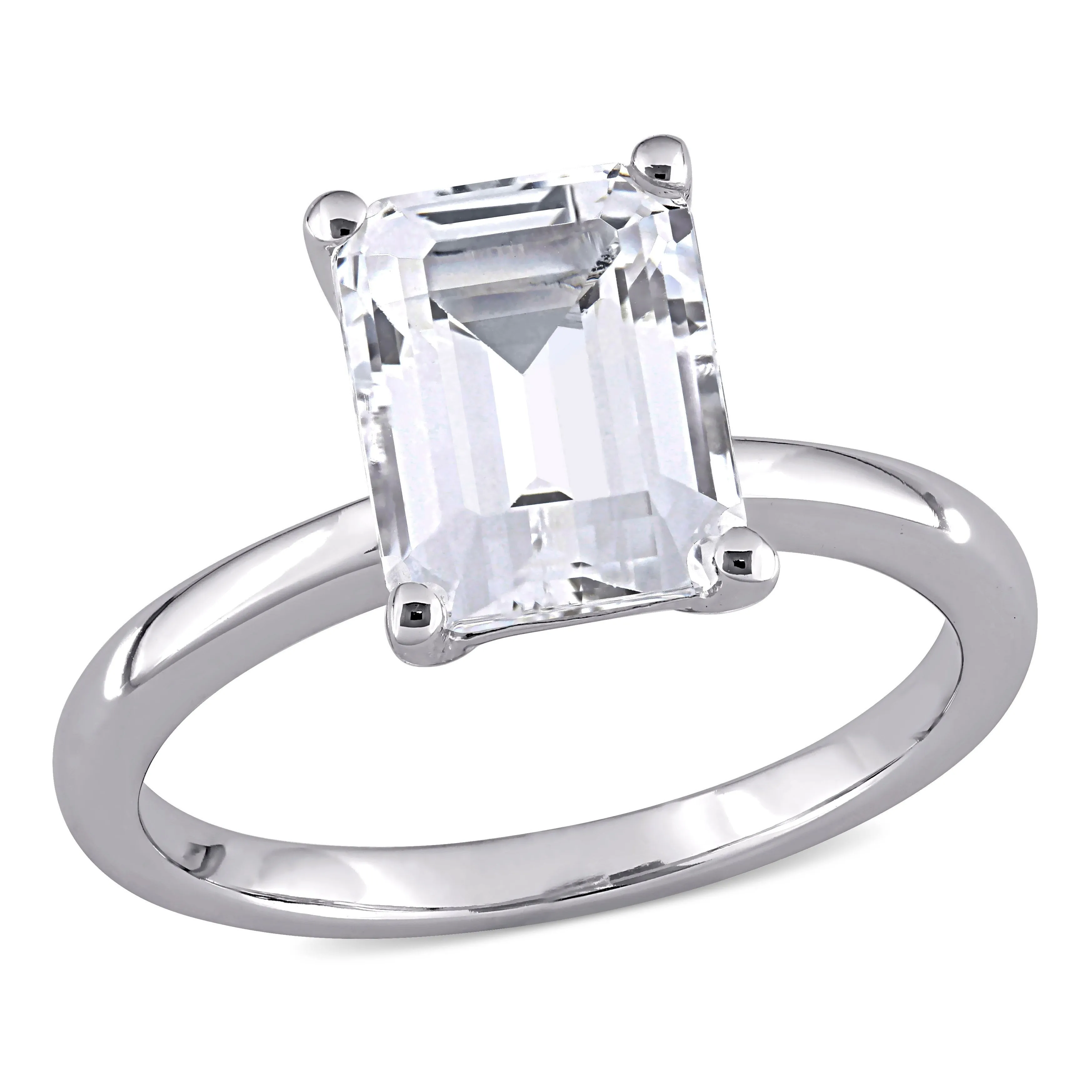 Miadora 3 3/4ct TGW Emerald-Cut Created White Sapphire Square Solitaire Ring in 10k White Gold sold by Zulily