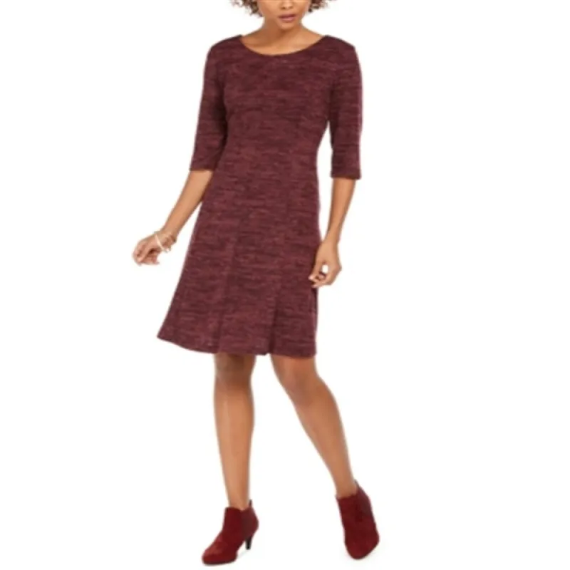 Connected Women's 3/4 Sleeve Above The Knee Fit Flare Dress Purple Size 6 sold by Zulily