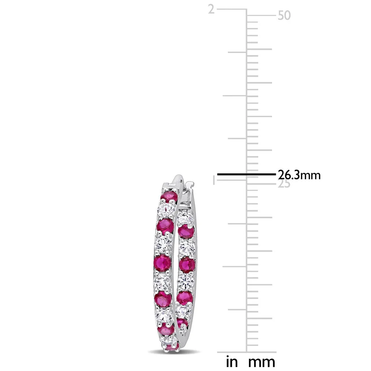 Miadora Created Ruby and Created White Sapphire Inside Outside Hoop Earrings in Sterling Silver sold by Zulily product image thumbnail 2