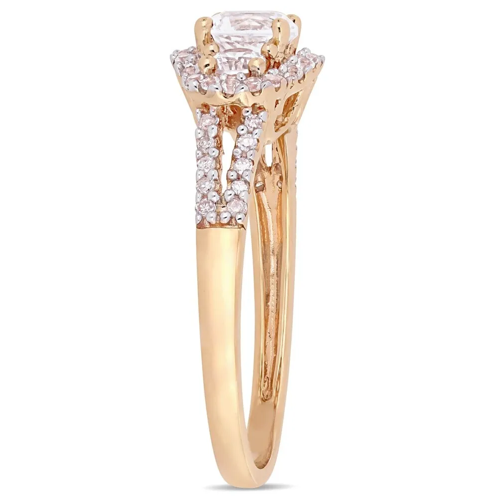 Miadora 10k Rose Gold Created White Sapphire 1/10ct TDW Diamond 3-Stone Engagement Ring sold by Zulily product image thumbnail 3