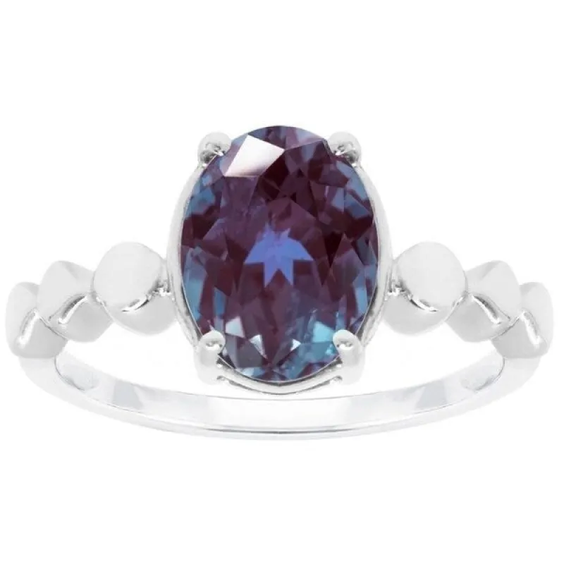 Sterling Silver Oval Shape Color Changing Alexandrite Solitaire Ring sold by Zulily