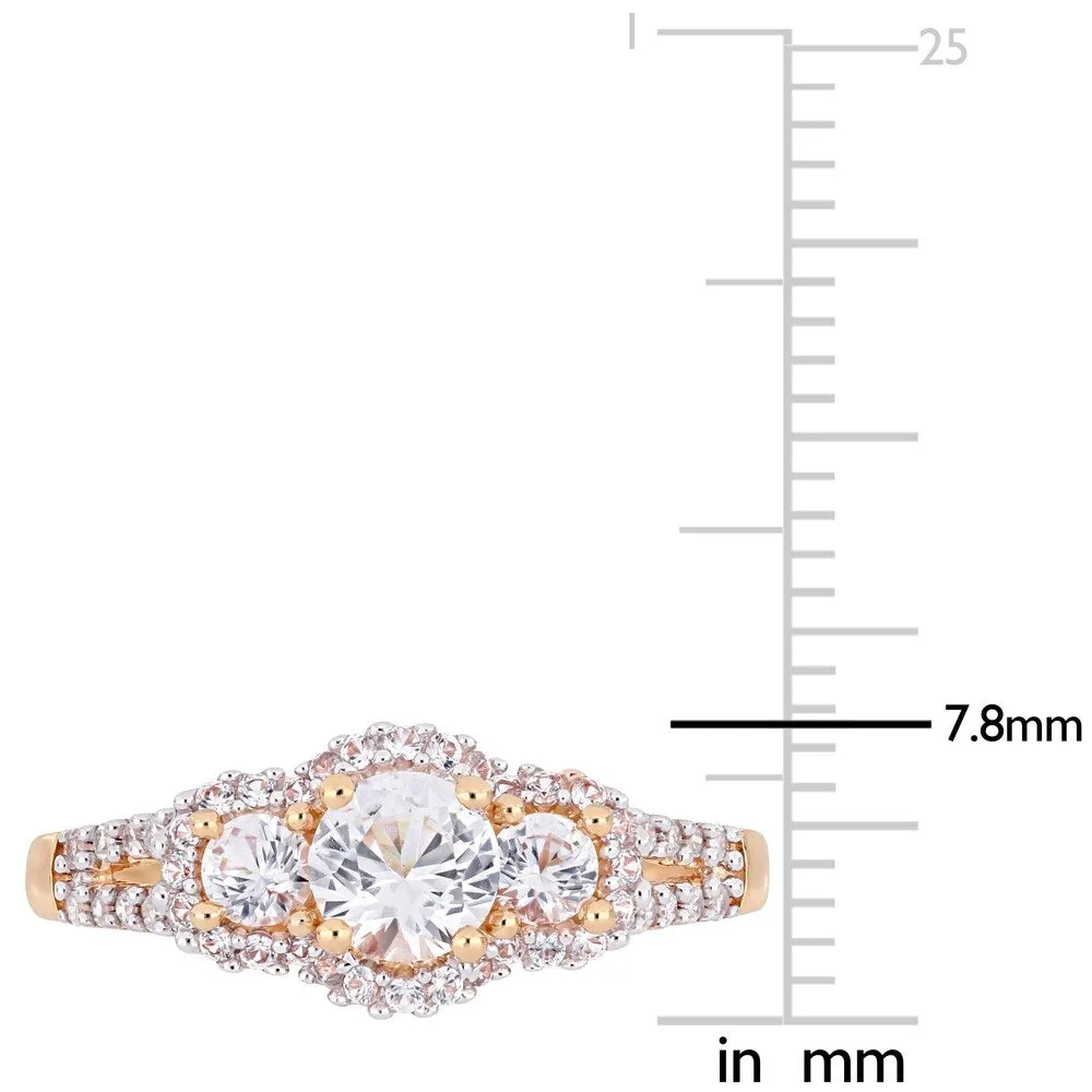 Miadora 10k Rose Gold Created White Sapphire 1/10ct TDW Diamond 3-Stone Engagement Ring sold by Zulily product image thumbnail 4