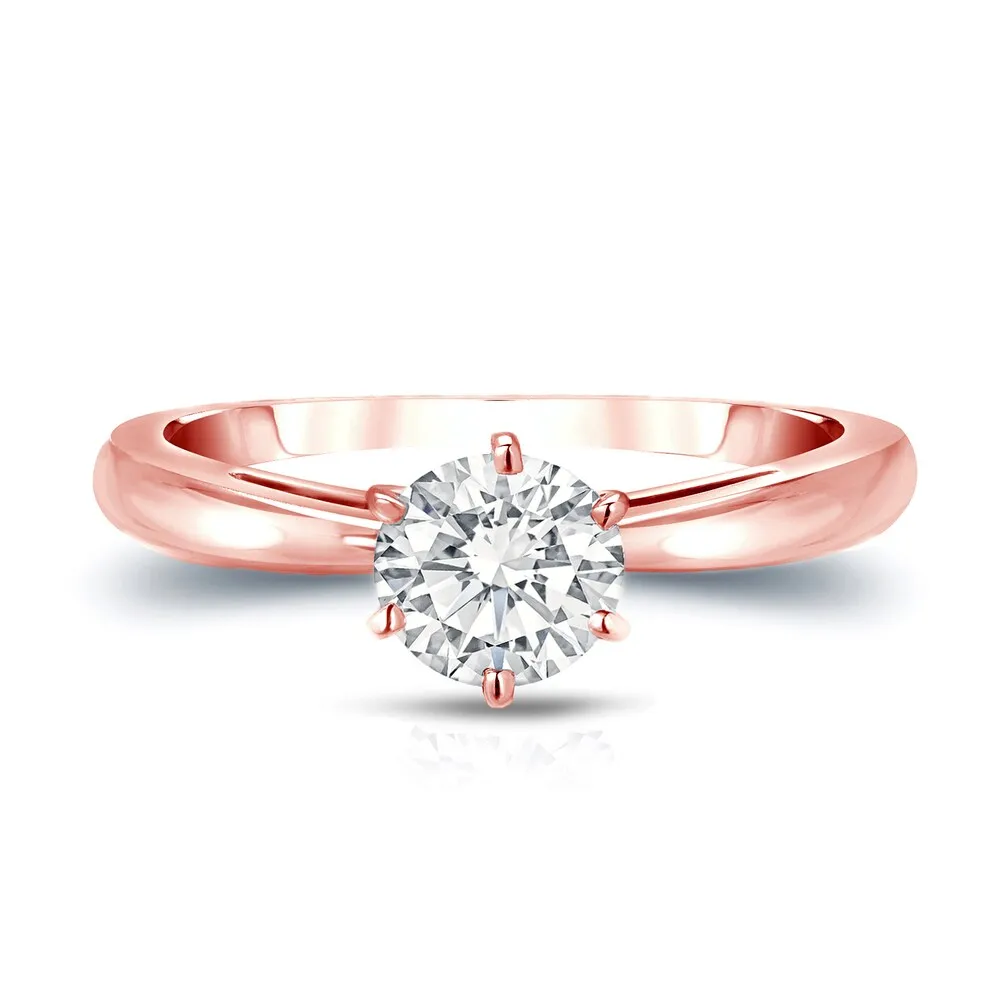 Auriya 14k Gold Certified 1.50ct. TW 6-Prong Round Solitaire Diamond Engagement Ring sold by Zulily
