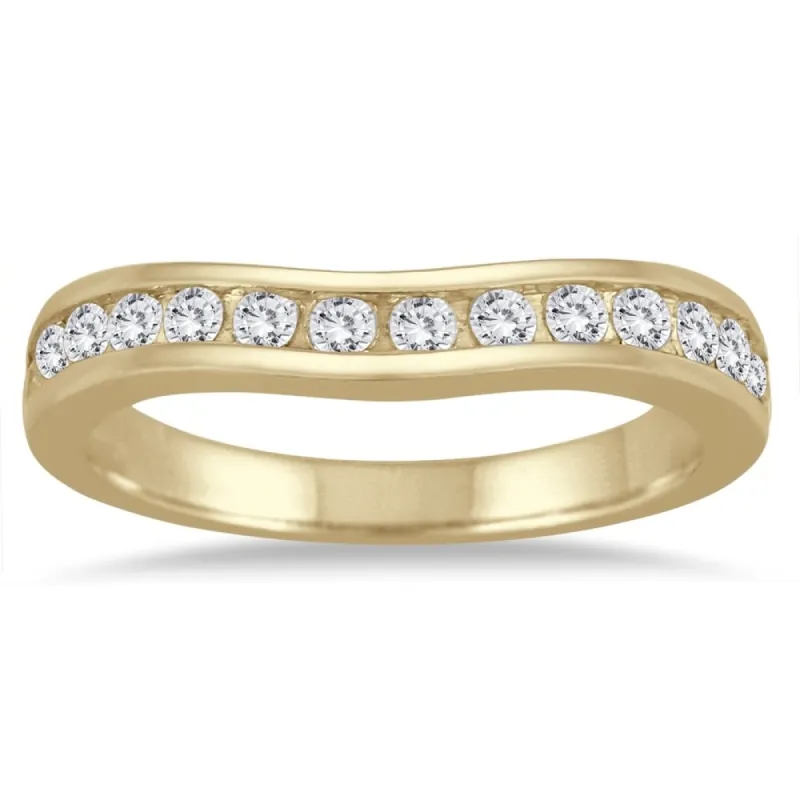 1/2 Carat TW Diamond Channel Set Curved Band in 10K Yellow Gold sold by Zulily