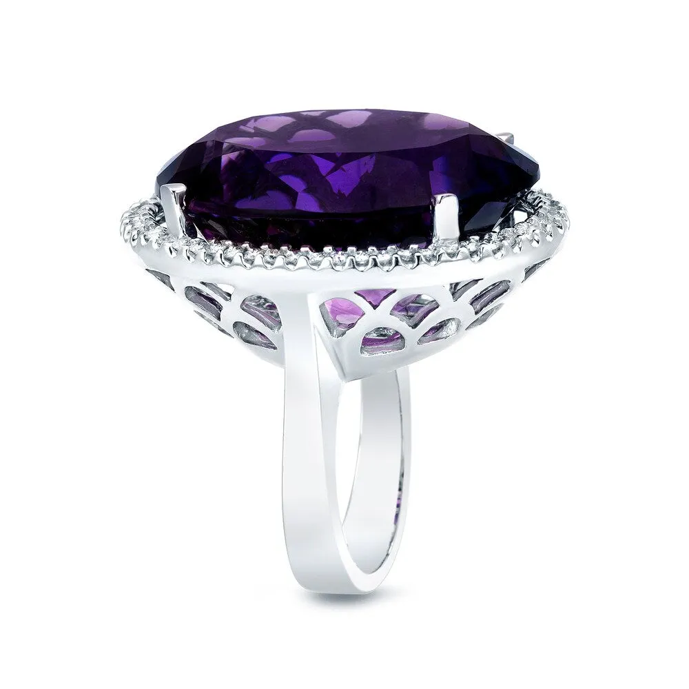 Auriya 14k White Gold Amethyst and 1ct TDW Diamond Cocktail Ring (G-H, SI1-SI2) sold by Zulily product image thumbnail 3