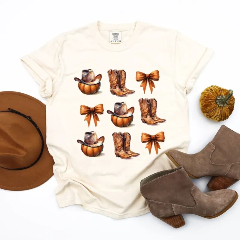 Coquette Pumpkin and Cowboy Boots Garment Dyed Tee sold by Zulily