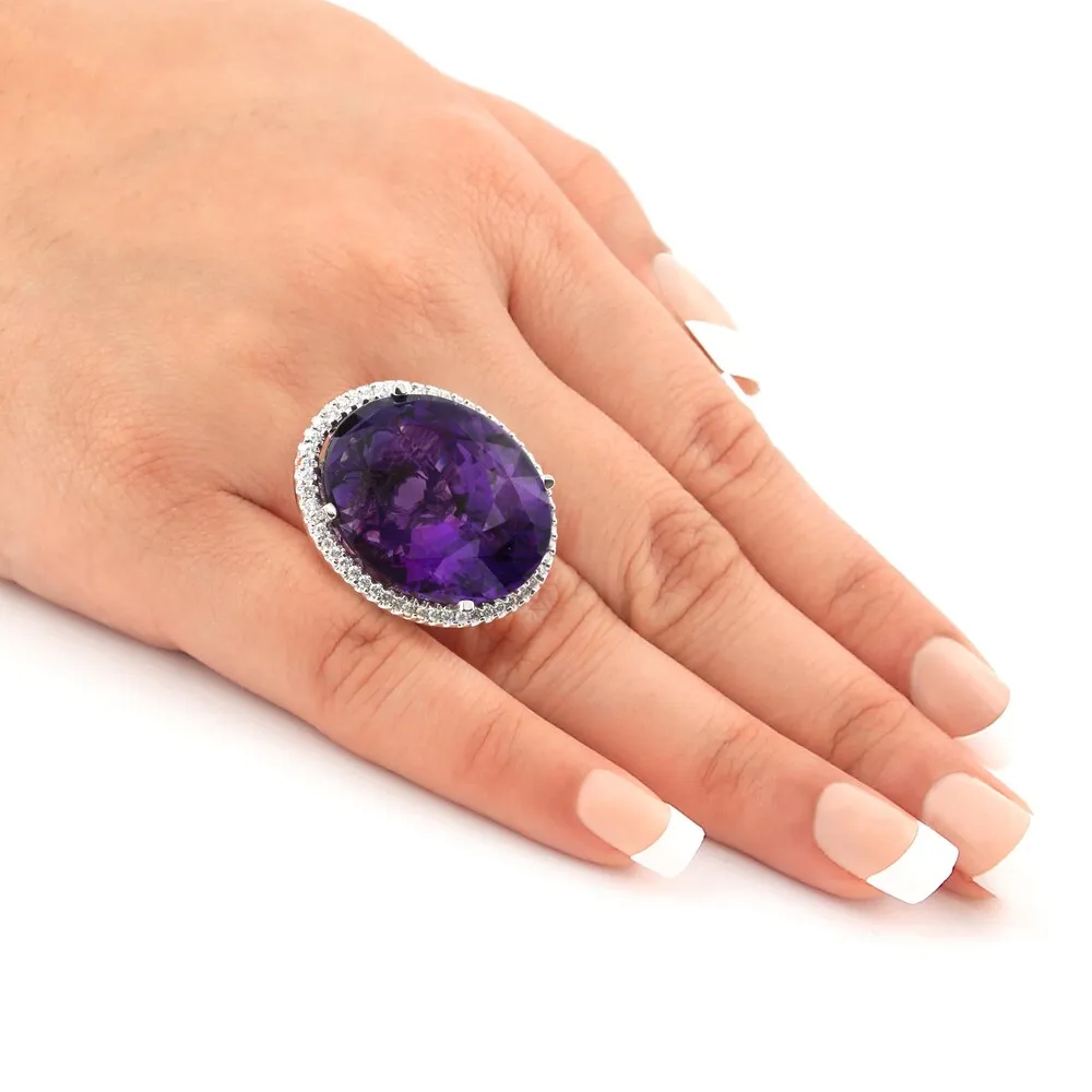 Auriya 14k White Gold Amethyst and 1ct TDW Diamond Cocktail Ring (G-H, SI1-SI2) sold by Zulily product image thumbnail 5