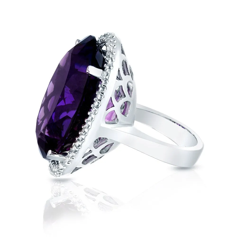 Auriya 14k White Gold Amethyst and 1ct TDW Diamond Cocktail Ring (G-H, SI1-SI2) sold by Zulily product image thumbnail 2
