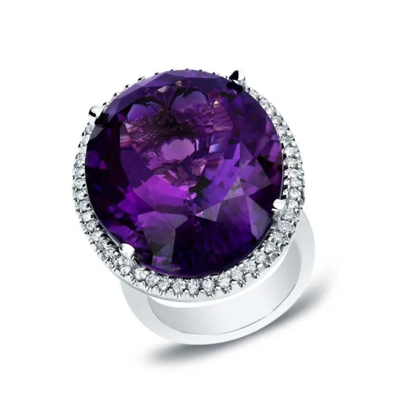 Auriya 14k White Gold Amethyst and 1ct TDW Diamond Cocktail Ring (G-H, SI1-SI2) sold by Zulily