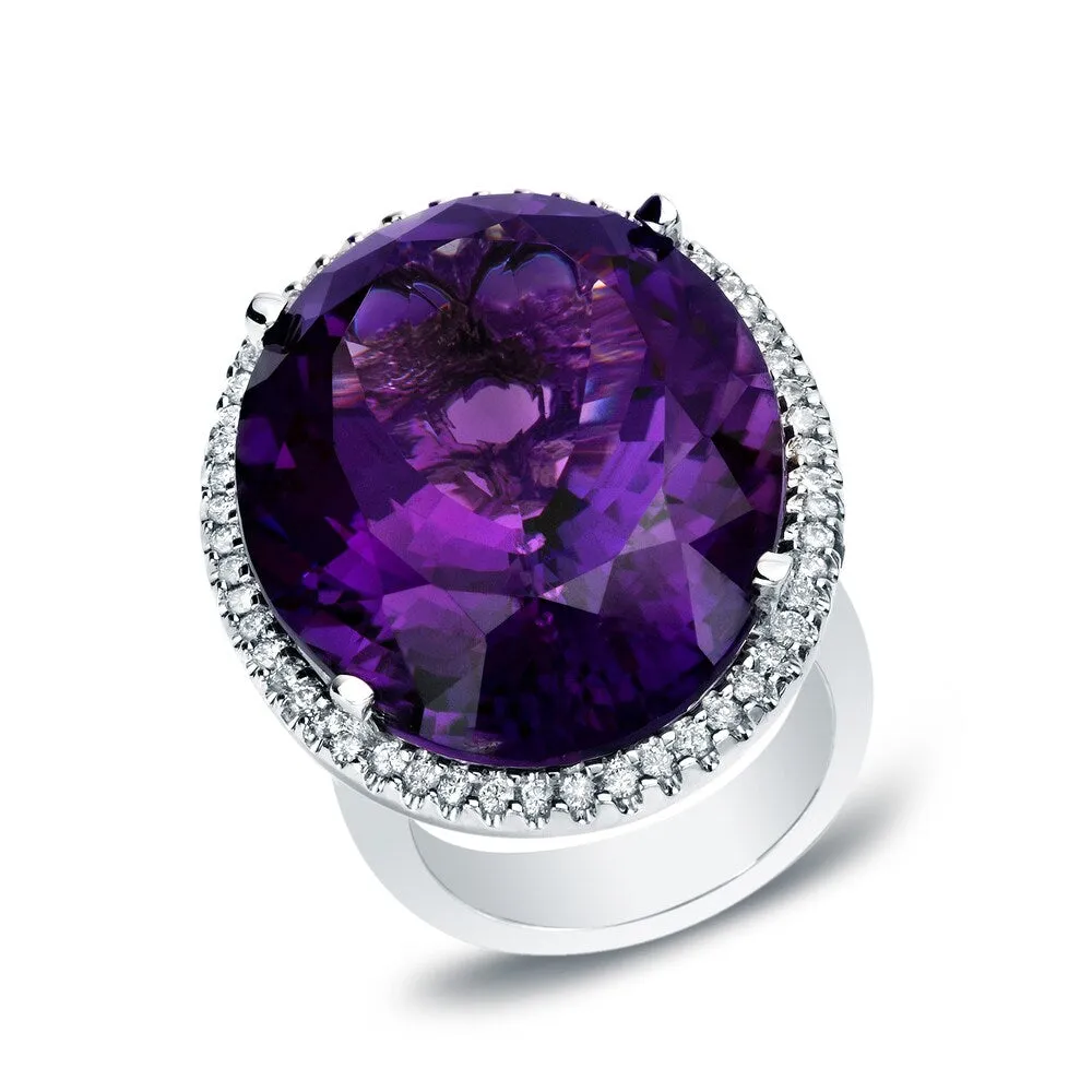 Auriya 14k White Gold Amethyst and 1ct TDW Diamond Cocktail Ring (G-H, SI1-SI2) sold by Zulily