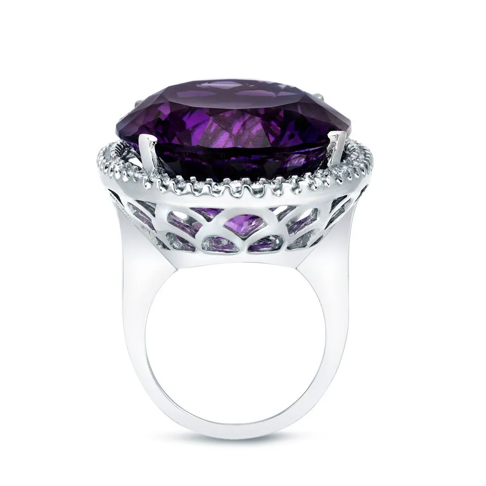 Auriya 14k White Gold Amethyst and 1ct TDW Diamond Cocktail Ring (G-H, SI1-SI2) sold by Zulily product image thumbnail 4