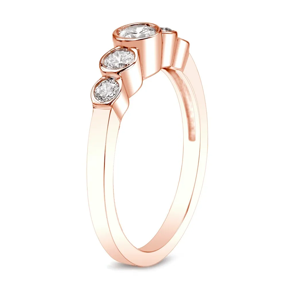 Auriya 14k Gold 14k Rose Gold 1/2ctw 5-Stone Diamond Wedding Band sold by Zulily product image thumbnail 3