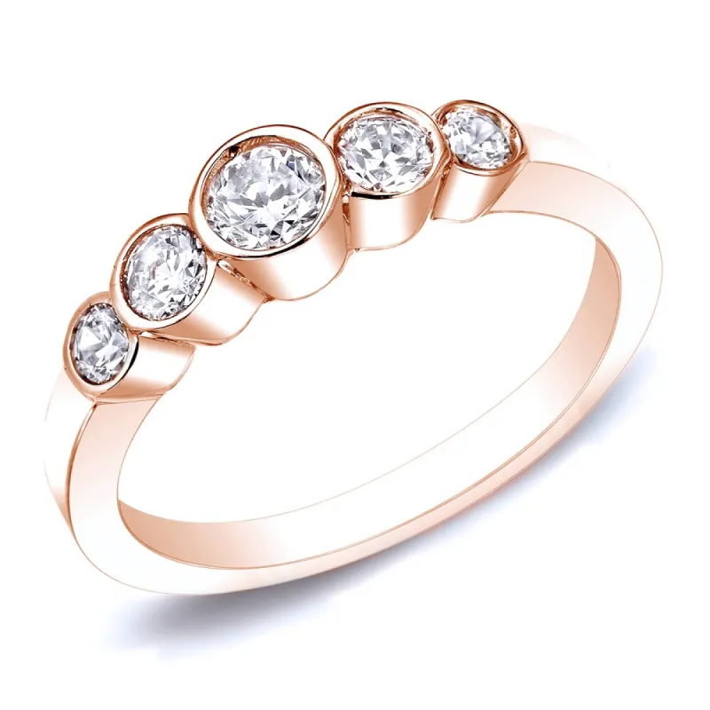 Auriya 14k Gold 14k Rose Gold 1/2ctw 5-Stone Diamond Wedding Band sold by Zulily
