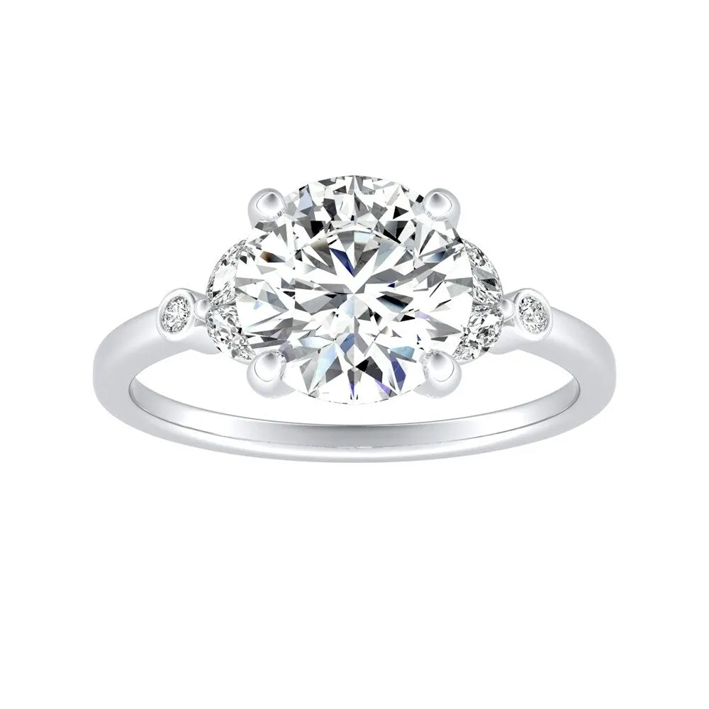 Auriya 14k Gold Vintage 4ct Moissanite and Floral Diamond Engagement Ring 1/4ctw sold by Zulily
