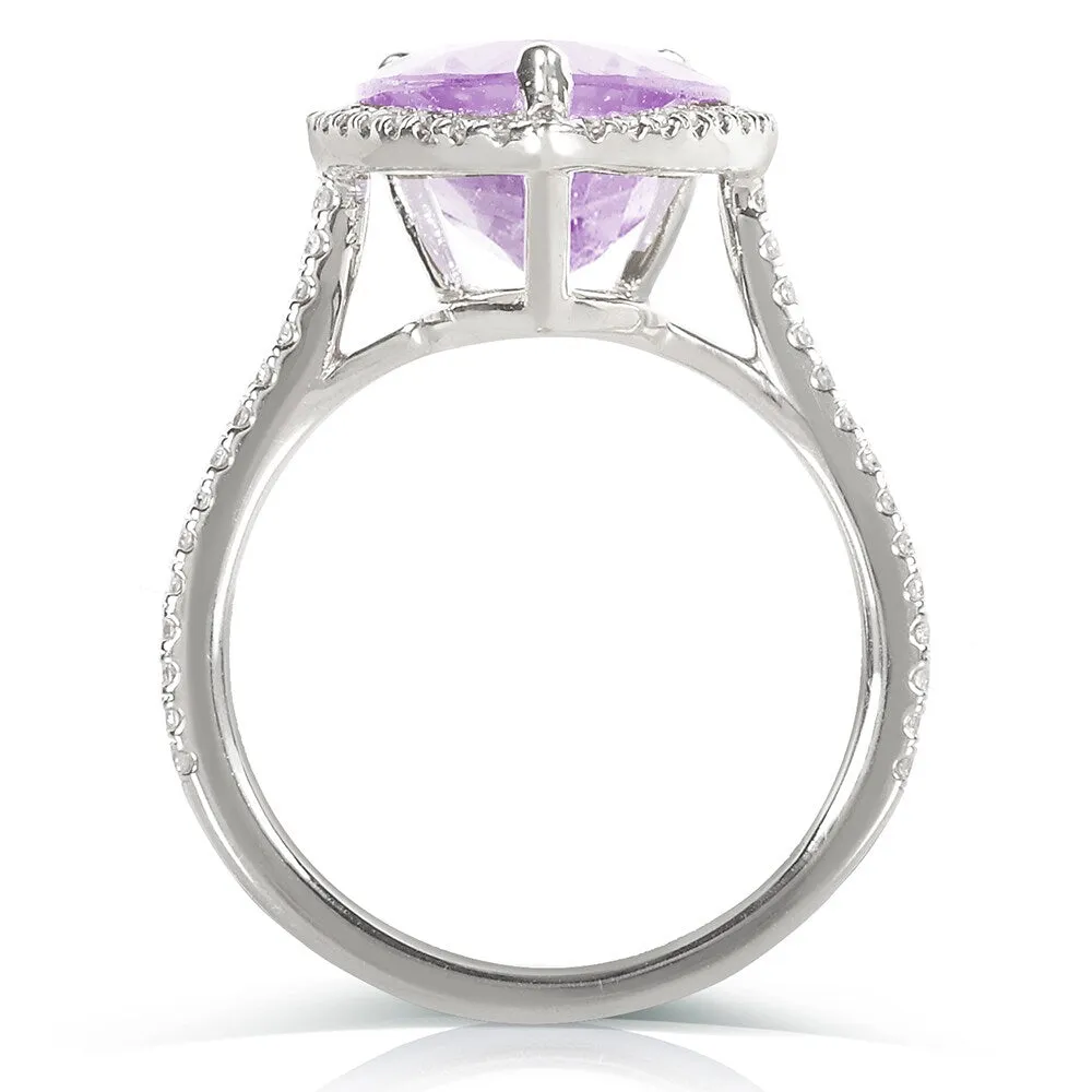 Annello by Kobelli 10k White Gold Pear-shape Lavender Amethyst and 1/3ct TDW Diamond Halo Ring sold by Zulily product image thumbnail 3