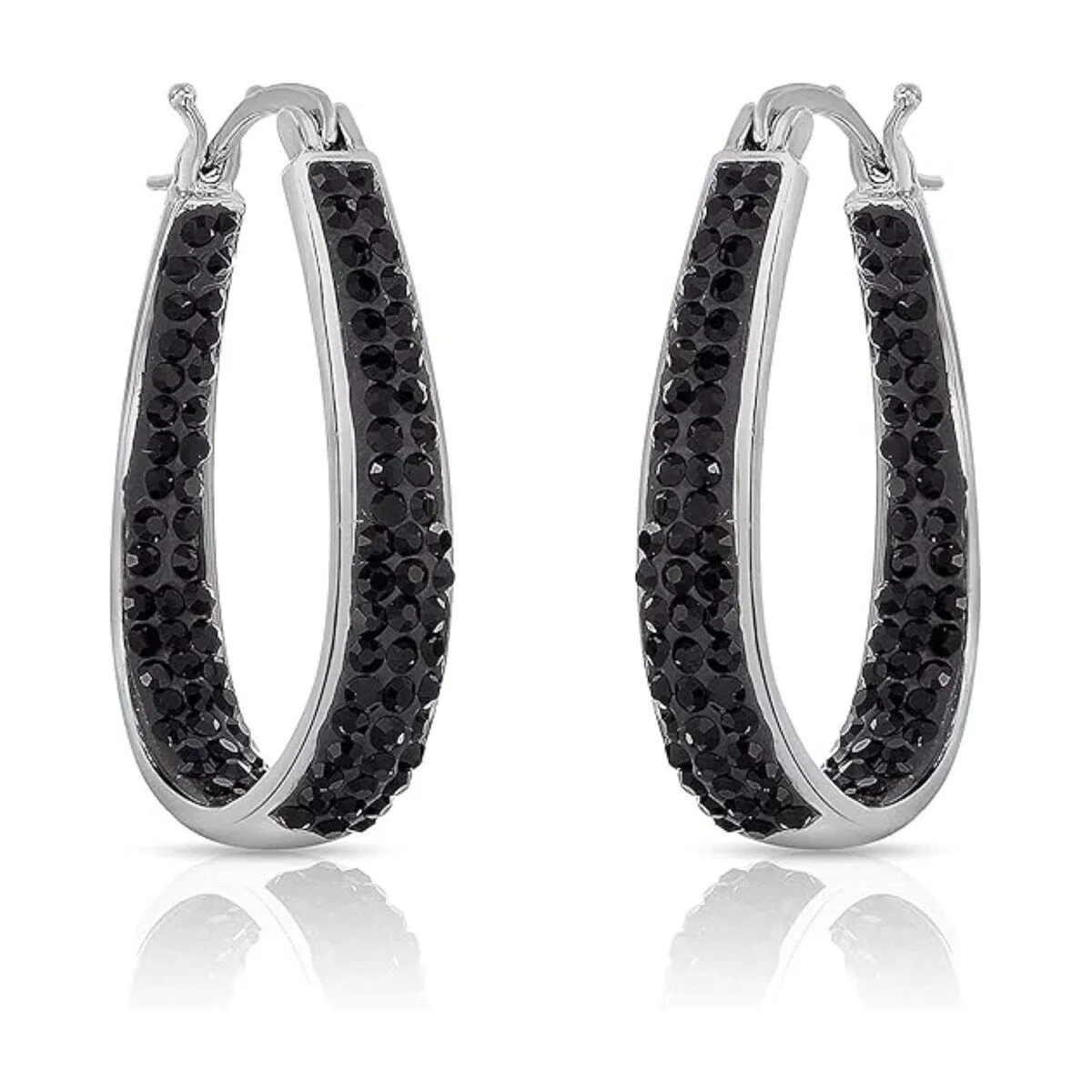 Black Inside Out Crystal Hoop Earrings For Women sold by Zulily product image thumbnail 2