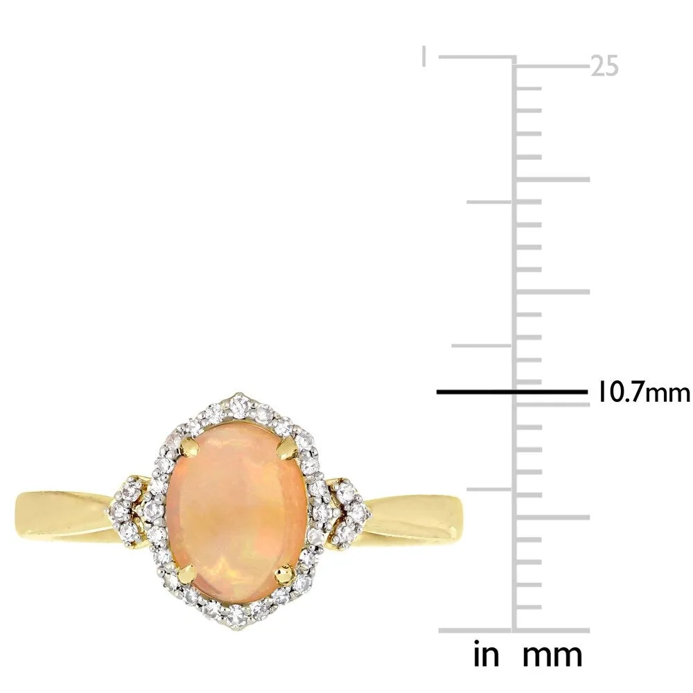 Miadora 10k Yellow Gold Ethiopian-Opal and 1/8ct TDW Diamond Halo Ring sold by Zulily product image thumbnail 4