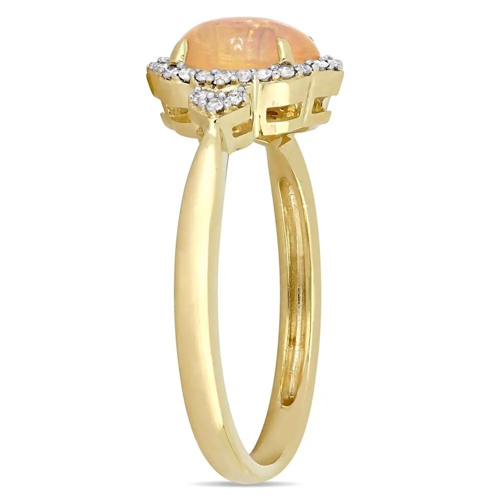 Miadora 10k Yellow Gold Ethiopian-Opal and 1/8ct TDW Diamond Halo Ring sold by Zulily product image thumbnail 3