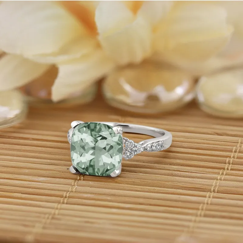 Auriya 3 1/8ct Fancy Cushion Green Amethyst and 1/4ctw Diamond Engagement Ring 14kt Gold sold by Zulily