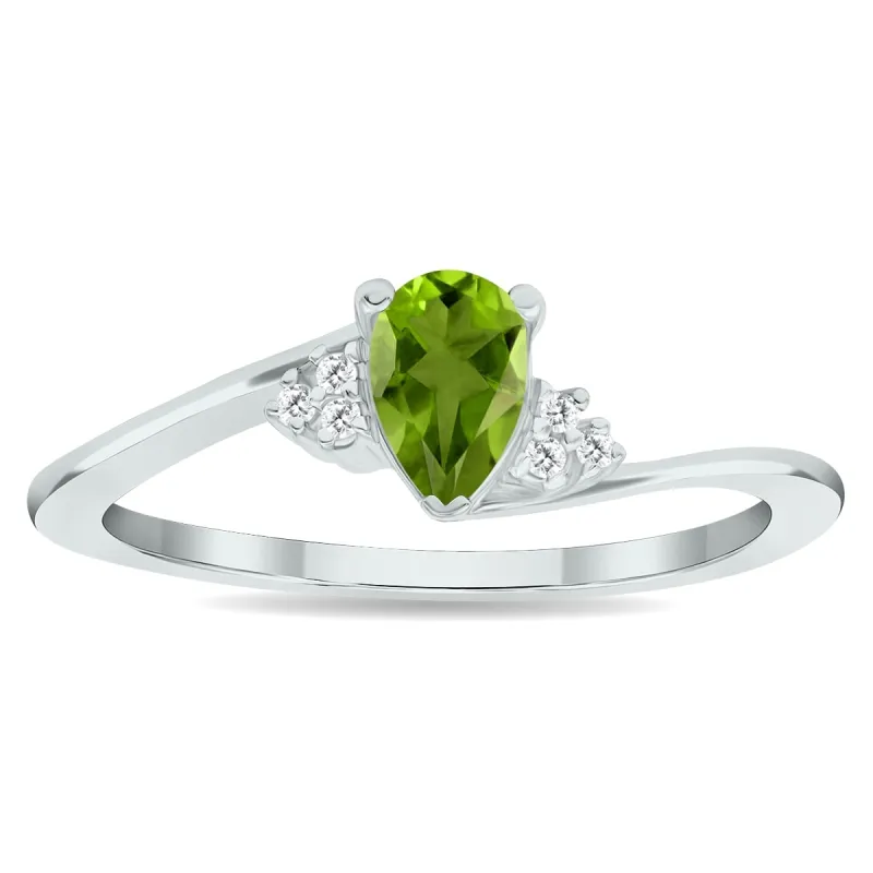 Women's Peridot and Diamond Tierra Ring in 10K White Gold sold by Zulily