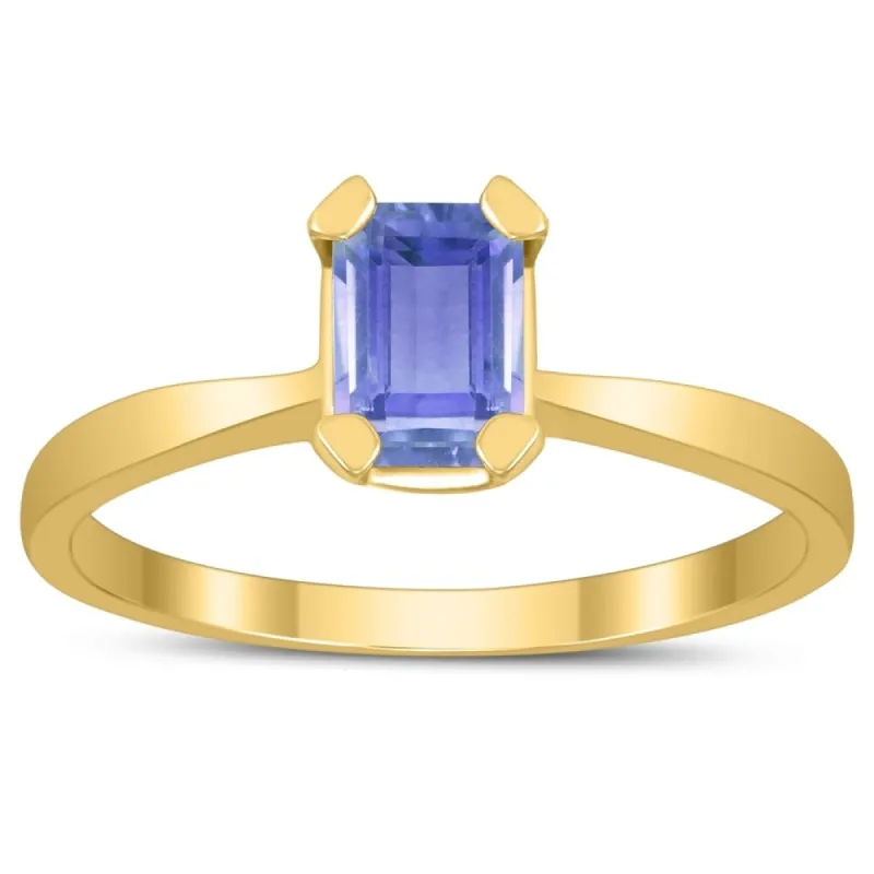 Emerald Shaped 6X4MM Tanzanite Solitaire Ring in 10K Yellow Gold sold by Zulily