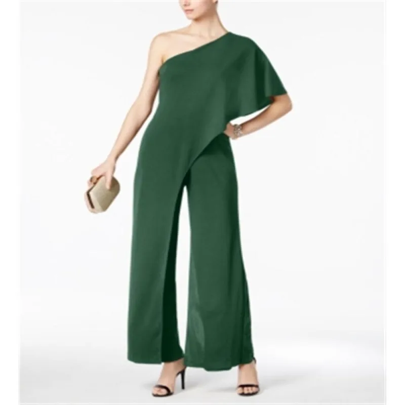 Adrianna Papell Women's Draped One Shoulder Jumpsuit Green Size 0 Petite sold by Zulily