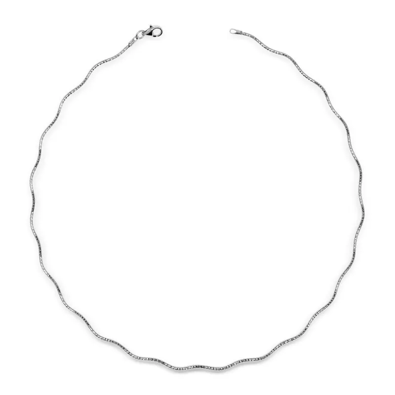 Italian Sterling Silver Wavy 2mm Rhodium-plated Omega Necklace (16-20') - White sold by Zulily