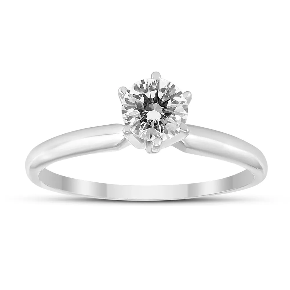 3/8 Carat Round Diamond Solitaire Ring in 14K White Gold sold by Zulily product image thumbnail 3