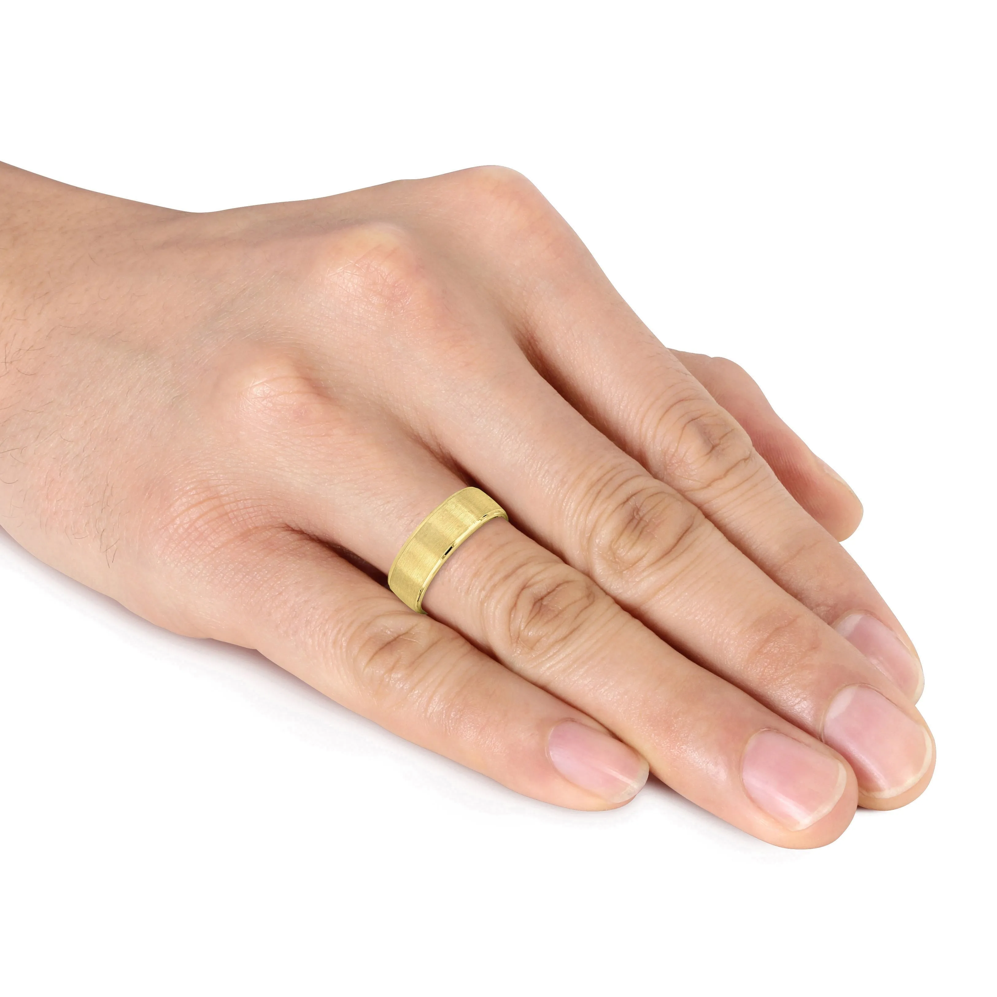 Miadora 8mm Mens Brushed Finish Wedding Band in 14k Yellow Gold sold by Zulily product image thumbnail 4