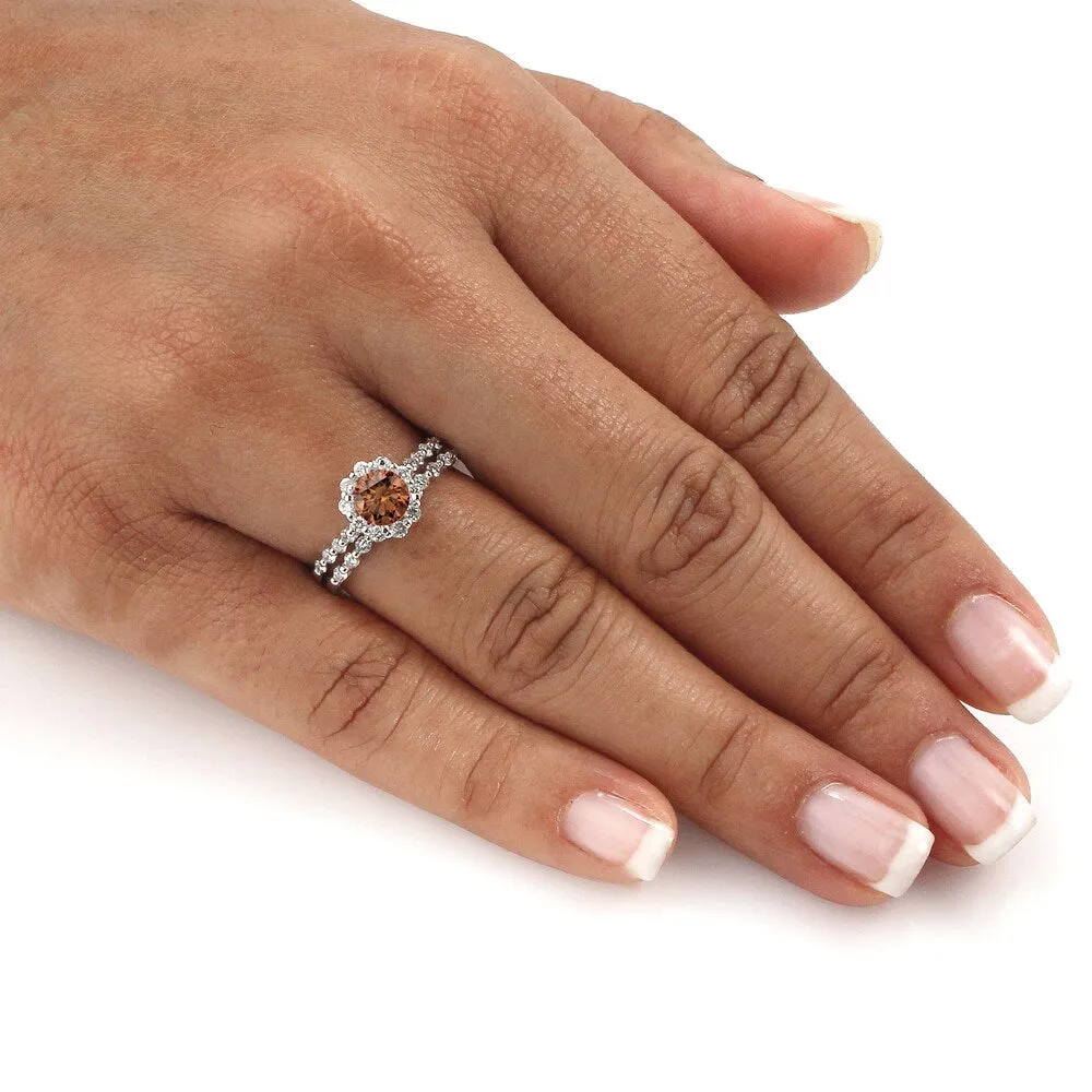 Auriya 14k Gold 1 1/2ct TDW Brown Round Diamond Bridal Set Ring (SI1-SI2) sold by Zulily product image thumbnail 5