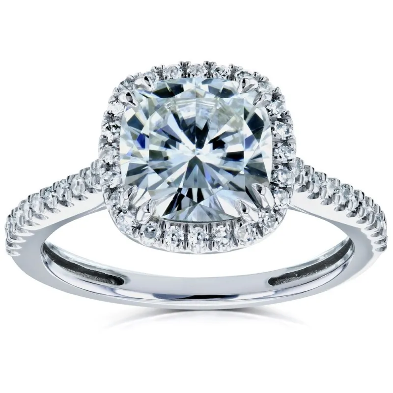 Annello by Kobelli 14k Gold 2 1/4ct TGW Moissanite and Diamond Cushion Halo Engagement Ring (HI/VS, GH/I) sold by Zulily