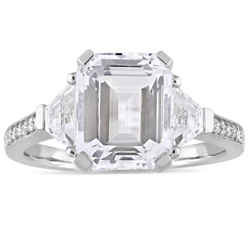Miadora Sterling Silver White Topaz and Diamond Accent Vintage-Inspired Engagement Ring sold by Zulily