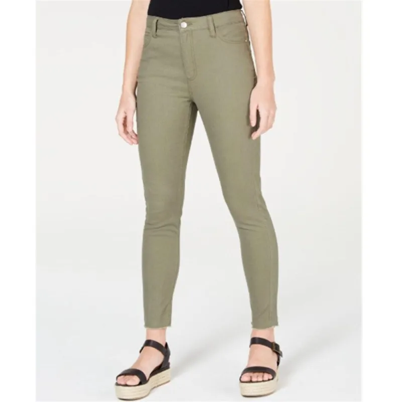 Tinseltown Junior's Colored High Rise Raw Hem Skinny Jeans Green Size 0 sold by Zulily