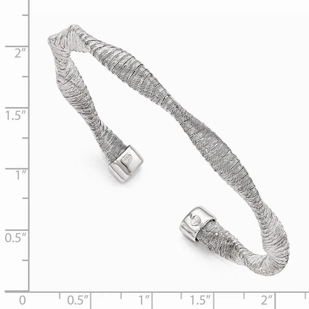 Curata925 Sterling Silver 5mm Textured Twisted Unusual Cuff Bangle Bracelet sold by Zulily product image thumbnail 2