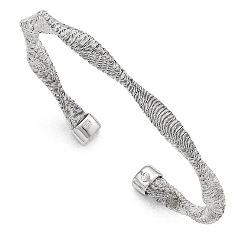 Curata925 Sterling Silver 5mm Textured Twisted Unusual Cuff Bangle Bracelet sold by Zulily