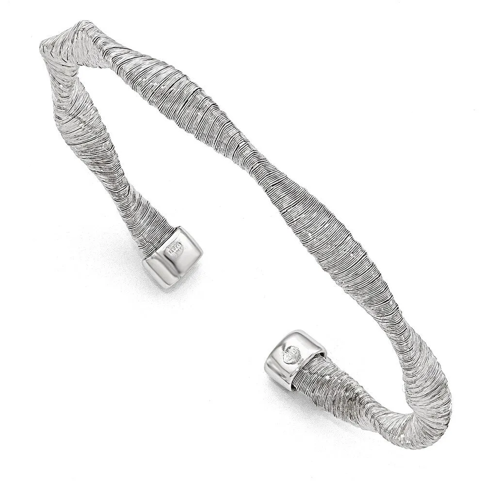 Curata925 Sterling Silver 5mm Textured Twisted Unusual Cuff Bangle Bracelet sold by Zulily