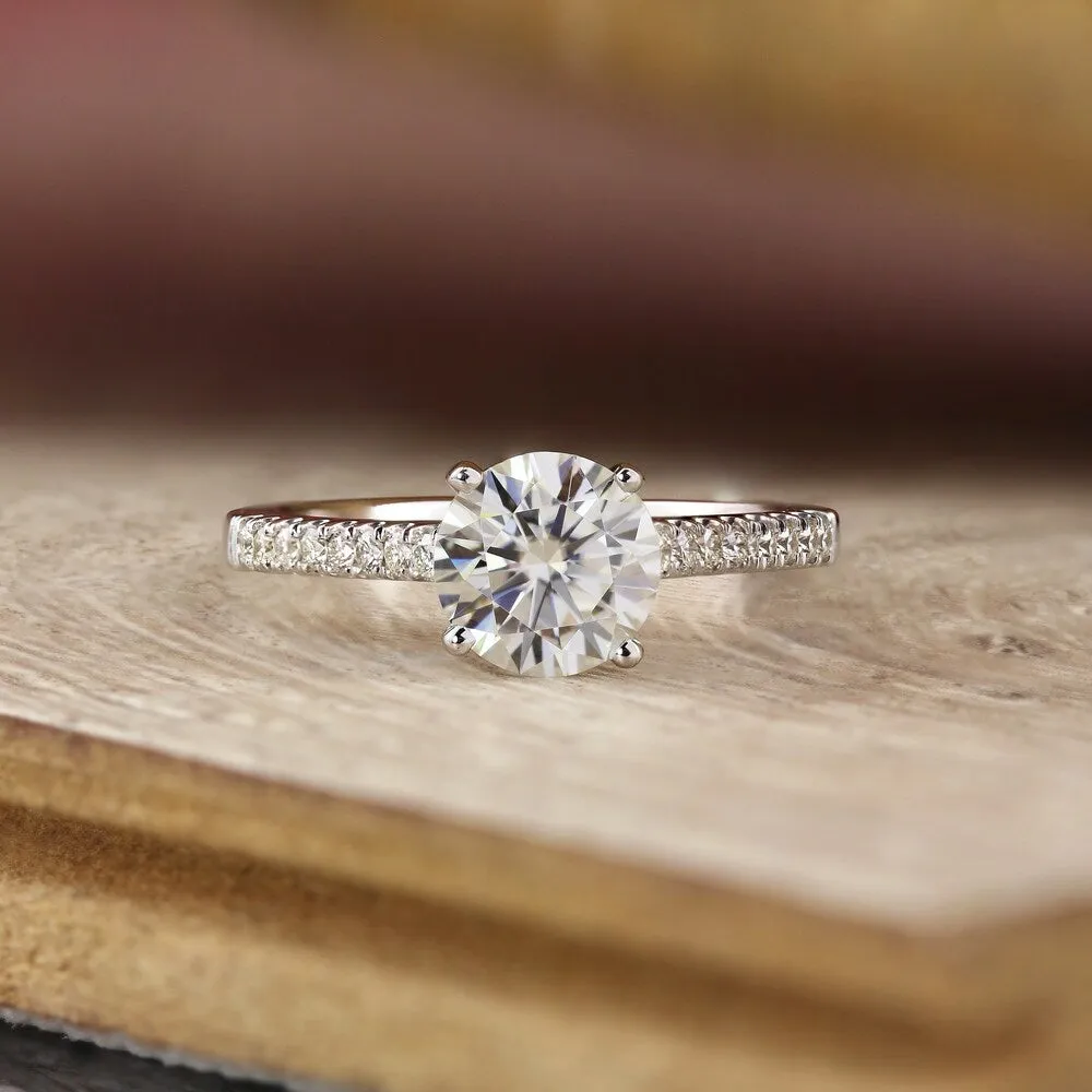 Auriya 14k Gold Classic 1ct Moissanite and Diamond Engagement Ring 1/3ctw sold by Zulily product image thumbnail 2