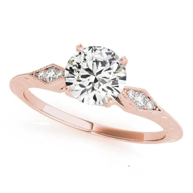 Auriya Vintage Round 2 carat Moissanite and 1/10ctw Diamond Engagement Ring 14K Gold sold by Zulily
