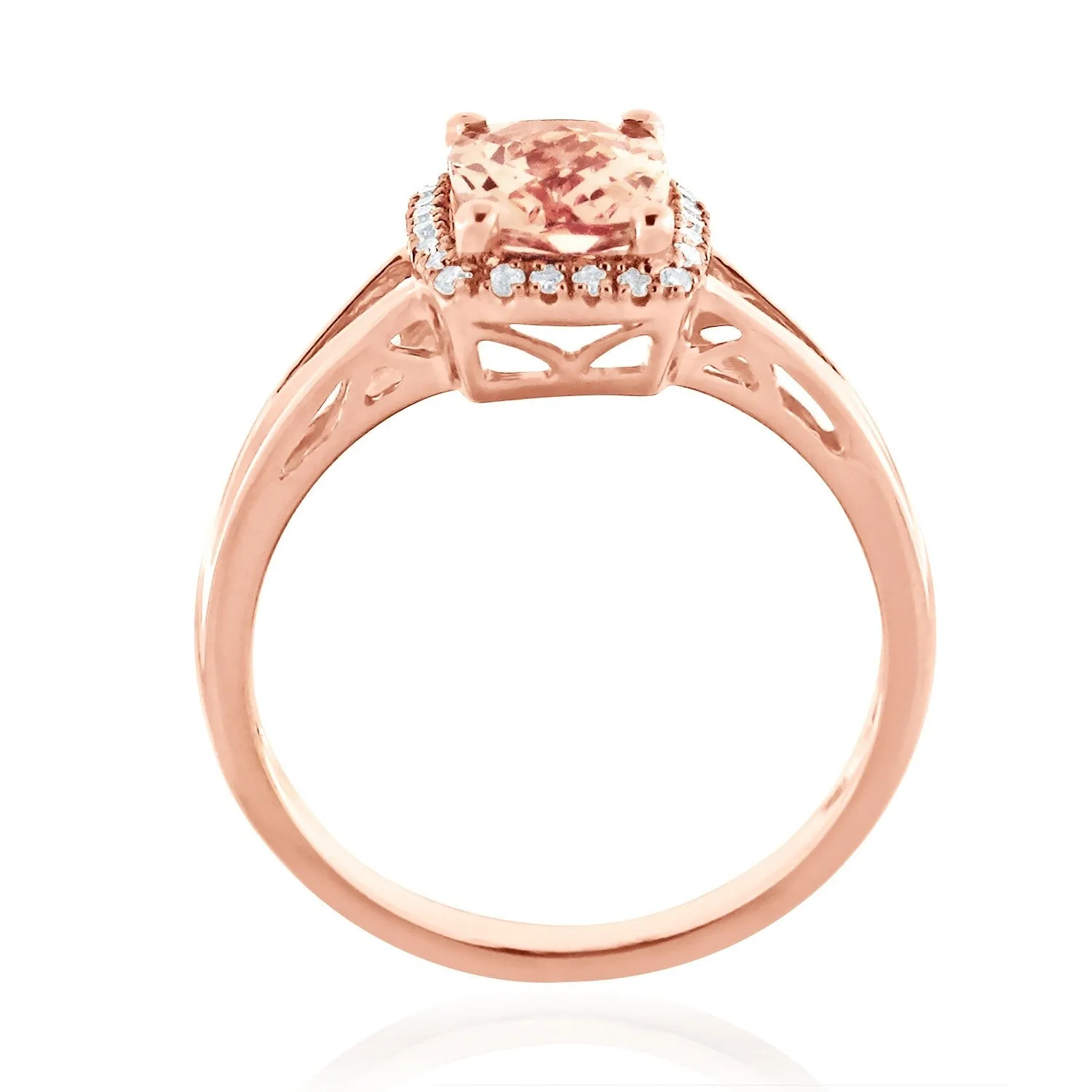 Auriya 1 1/5ct Cushion-cut Morganite 1/10ctw Halo Diamond Engagement Ring 10K Rose Gold sold by Zulily product image thumbnail 3