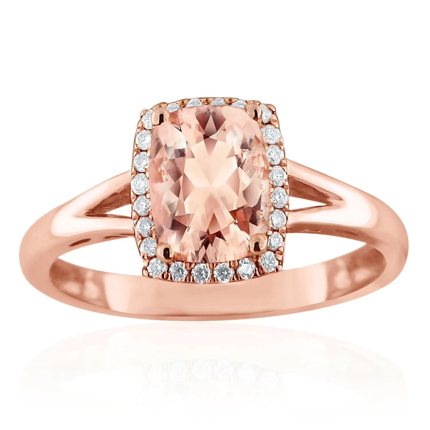 Auriya 1 1/5ct Cushion-cut Morganite 1/10ctw Halo Diamond Engagement Ring 10K Rose Gold sold by Zulily product image thumbnail 2