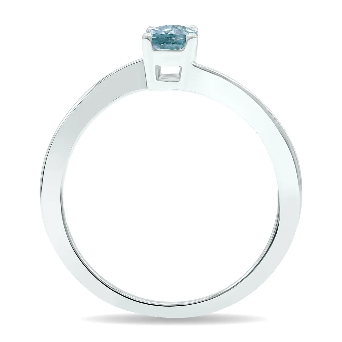 Women's Solitaire Aquamarine Wave Ring in 10K White Gold sold by Zulily product image thumbnail 2