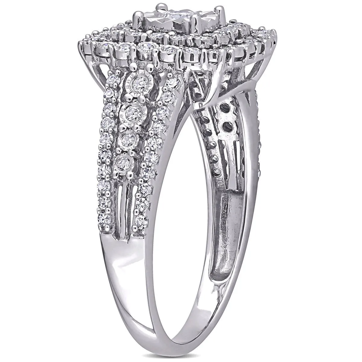 Halo Multi-Row 1/2ct TDW Diamond Engagement Ring in 10k White Gold by Miadora sold by Zulily product image thumbnail 5