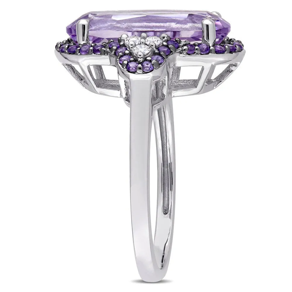 Miadora Signature Collection 14k White Gold Rose de France African Amethyst and 1/8ct TDW Diamond Ri - Purple sold by Zulily product image thumbnail 2